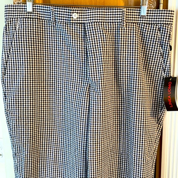 Other - Blue white plaid linen pants